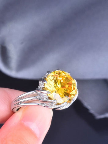 Sunshine Yellow Stone Silver Ring