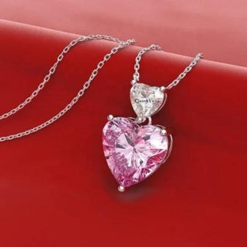 Cubic Zirconia Pink Heart Necklace