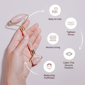 ClassyYuva Rose Quartz Roller Massager for Radiant Skin
