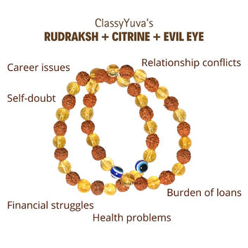 Success and Happiness Bracelet made with Rudraksh citrine and Evil Eye