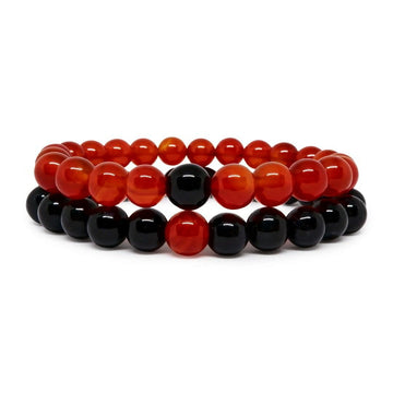 Black Agate & Red Agate Couple Bracelet