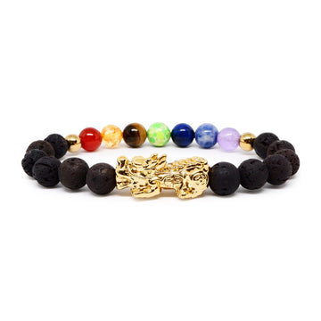 Pixiu Wealth Bracelet with 7 chakra & Lava Stone