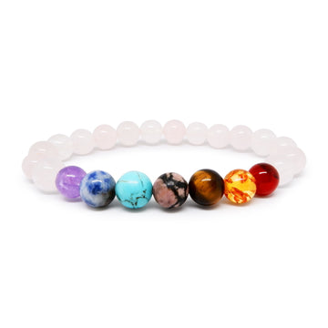 Love Life Balancing Bracelet with 7 Chakra & Rose Quartz