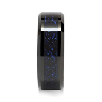 The Dark Blue Celtic Pattern Stainless Steel Ring