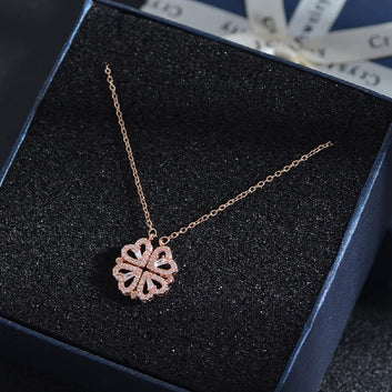4 Leaf Clover Heart Magnetic Pendant Necklace for Girls/Women