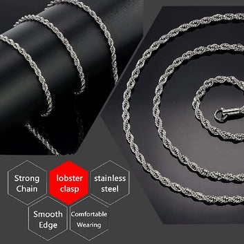 Italian Stainless Steel Platinum Plated Rope Chain for Men