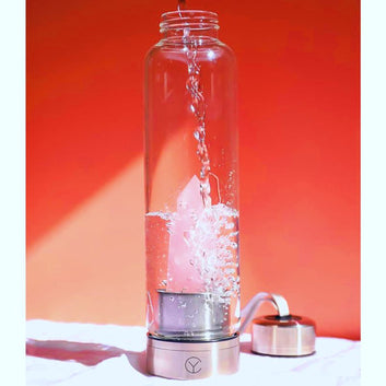 ClassyYuva Gemstone Infused Elixir Water Bottle Made with High Borosilicate Glass & Stainless Steel