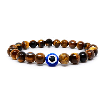 Tiger Eye Bracelet with Evil Eye