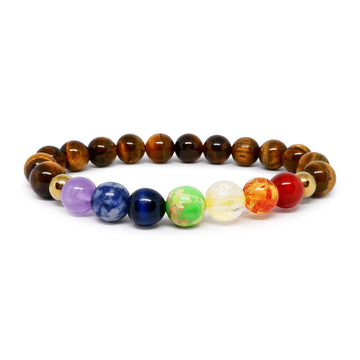 Wealth, Fortune, Success, Money and Health Tiger Eye 7 Chakra Bracelet