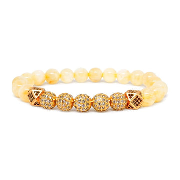 Royal Citrine Bracelet with 22k Gold Plated CZ Charms