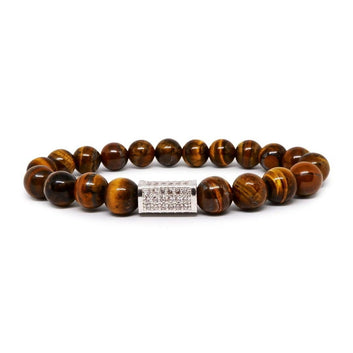 Tiger Eye Bracelet with CZ Cuboid