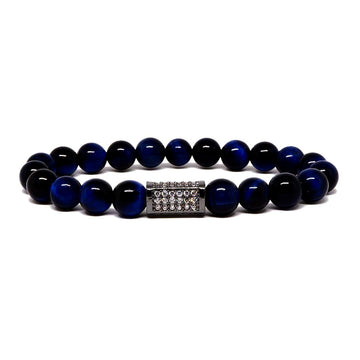 Increase Your Aura Bracelet with Blue Tiger Eye & CZ Cuboid