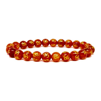 Onyx/Obsidian Om Engraved Bracelet