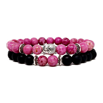 Stone of Empowerment Pink Jasper Bracelet with Buddha Head