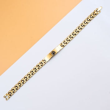 Bring positivity, calms down your senses, relieves tension Om Engraved 22k Gold Plated Chian Bracelet for Unisex