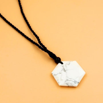 Stylish Hexagon Howlite Pendant on Black Thread - Perfect for Any Occasion