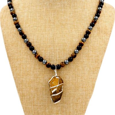 Tigers Eye & Lava Stone 108 Bead Crystal Gemstone Meditation Mala Beads