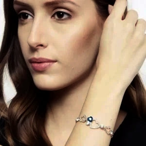 Charming American Diamond Heart Design Rose Gold Plated Bracelet for Girls/Women