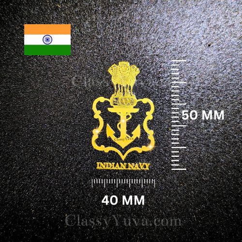 Indian Navy Gold Plated Metallic Sticker ⚓ – Premium Quality, Pack of 4