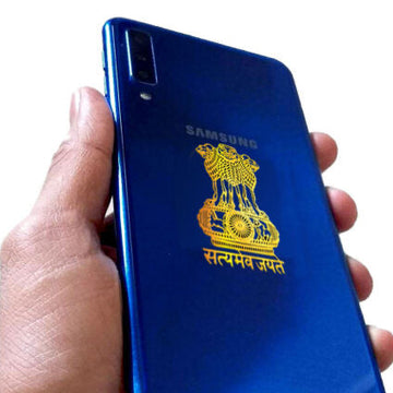 Premium 3D Ashok Stambh Satyamev Jayate Gold Sticker (Pack of 5) – Mini Metal Indian Emblem Badge for Mobile, Car & Office Files | Luxury Finish