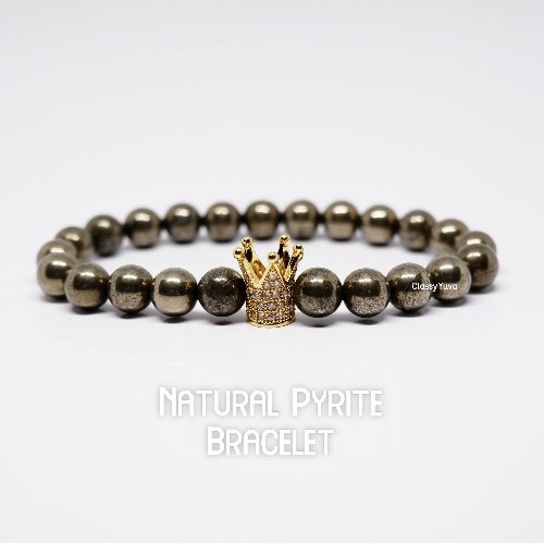 Pyrite Bracelet for Wealth and Good Luck with Crown