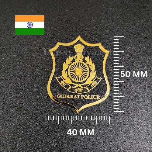 Gold Plated Gujarat Police Badge Sticker – Show Your Respect & Pride 🔥 - Pack of 4