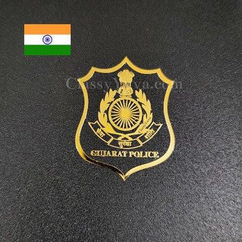 Gold Plated Gujarat Police Badge Sticker – Show Your Respect & Pride 🔥 - Pack of 4