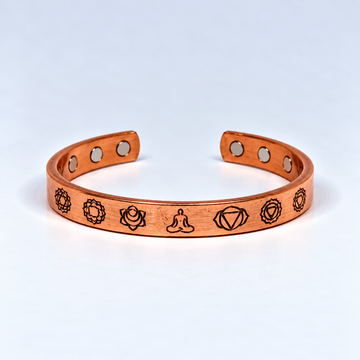 7 Chakra Engraved Magnetic Copper Kada for Men & Women | Spiritual Bracelet