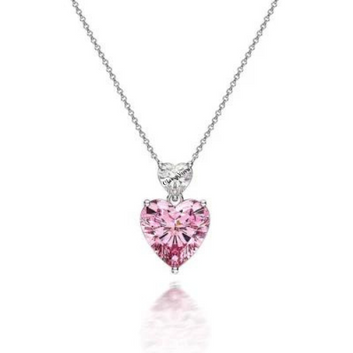 Cubic Zirconia Pink Heart Necklace