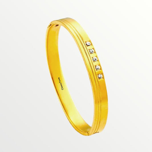 Instant Glamour: Sparkling CZ Stone Kada in 22k Gold Plated Stainless Steel