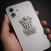 Premium 3D Silver Plated Ashoka Stambh Metal Sticker | National Emblem of India | Satyamev Jayate Self-Adhesive Metal Emblem (Pack of 2)