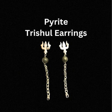 Pyrite Earrings with Trishul Charm