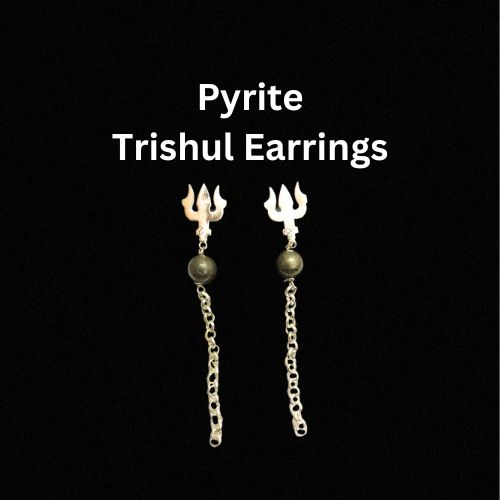 Pyrite Earrings with Trishul Charm