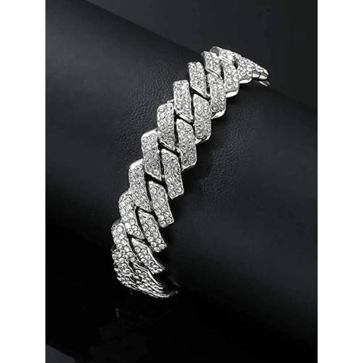 luxury mens hip hop silver Link white  Diamond Bracelet