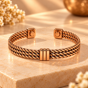 Premium Braided Copper Magnetic Kada Bracelet for Men | GemsYatra