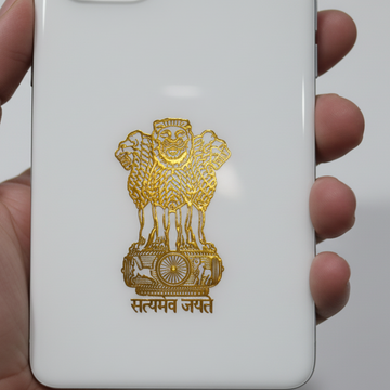 3D Ashok Stambh Satyamev Jayate Gold Plated Sticker (Pack of 5) – Indian National Emblem Mini Metal Badge for Mobile, Car, Laptop, Office & Govt Files | Premium Luxury Look
