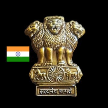3D Metal Embossed Ashok Stambh Satyamev Jayate Gold Plated Metal Emblem sticker – Pack of 2