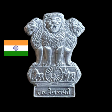 Premium 3D Silver Plated Ashoka Stambh Satyamev Jayate Metal Sticker | National Emblem of India Self-Adhesive Metal Emblem for Mobile, Laptop, Tablet, Diary, File & Any Flat Surface (Pack of 2)