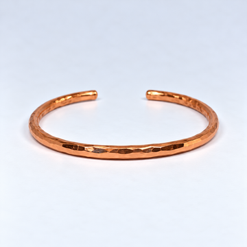 Hammered Copper Kada for Men & Women | 4 MM Designer Copper Bracelet