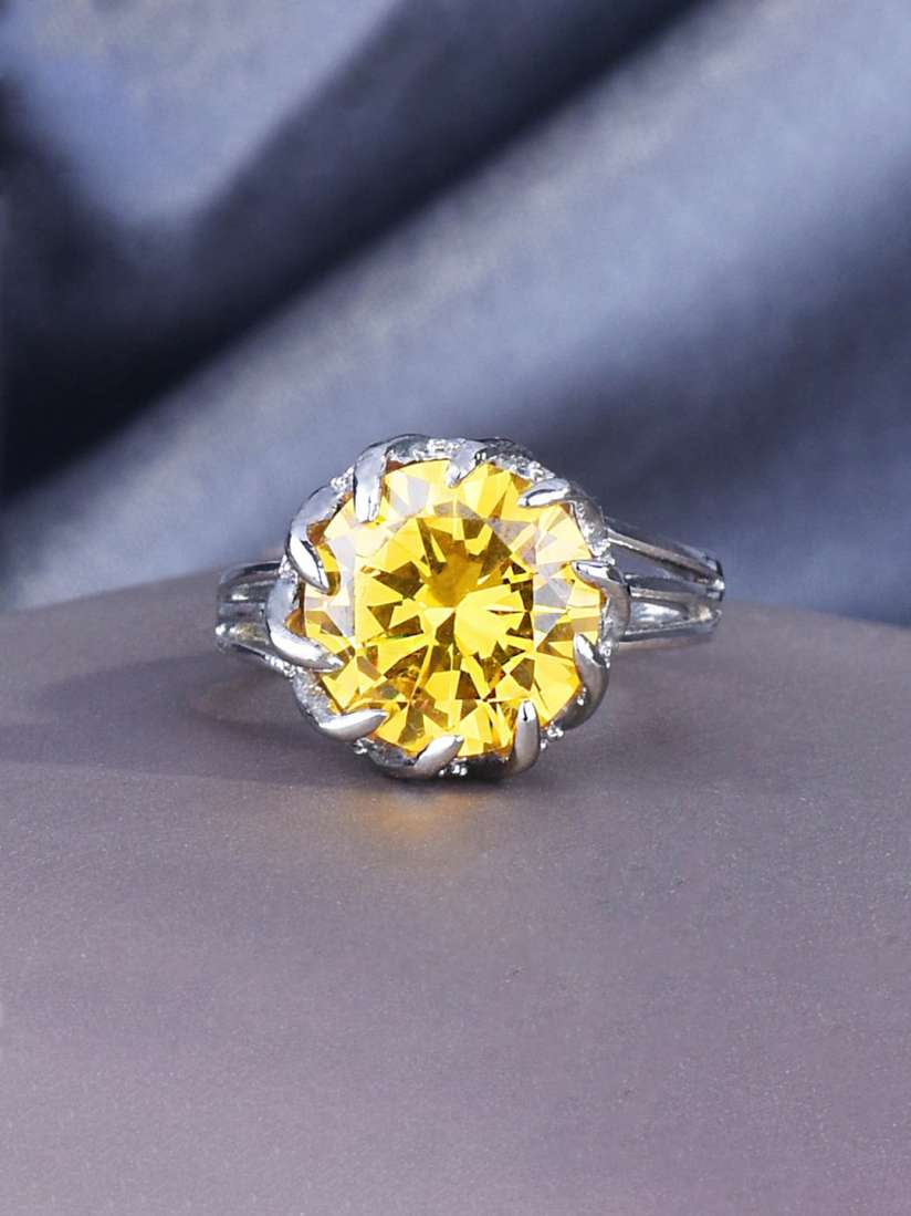 Sunshine Yellow Stone Silver Ring