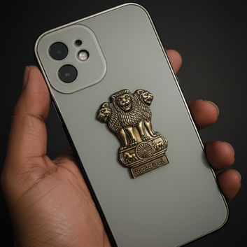 3D Metal Embossed Ashok Stambh Satyamev Jayate Gold Plated Metal Emblem sticker – Pack of 2