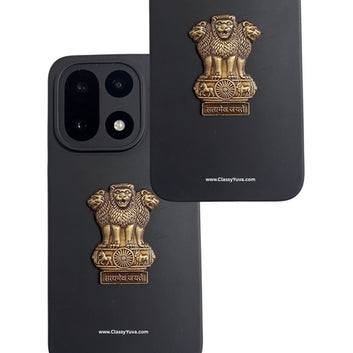 3D metal embossed Ashok Stambh Satyamev Jayate gold plated emblem sticker pack of 2