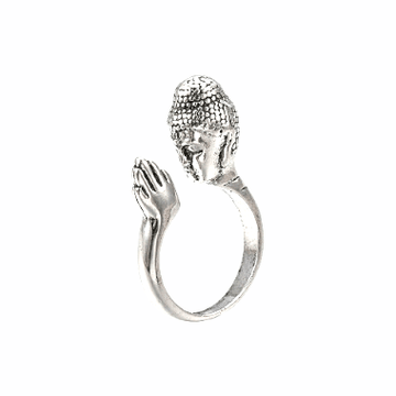 Buddha, Antique Silver Alloy Finger Ring