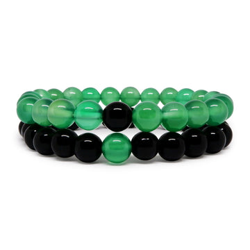 Green & Black Agate Couple Bracelet