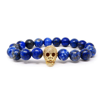 Lapis Lazuli Bracelet with CZ Skull