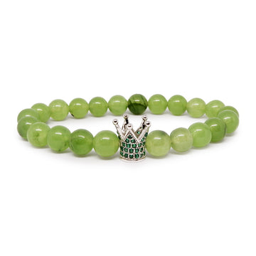 Brings Dreams and Hopes into reality Nephrite Bracelet with CZ Crown