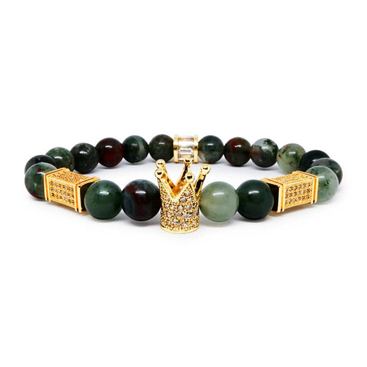 Royal African Bloodstone Bracelet with CZ Crown