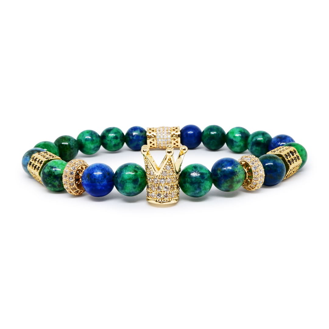 Royal Azurite Bracelet with 22k Gold Plated CZ Crown