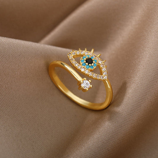 CZ Crystal ৰ সৈতে Evil Eye Ring কোনো অসুস্থ গ্লেয়াৰ আৰু ক্ষতিৰ পৰা আপোনাক সুৰক্ষিত কৰক
