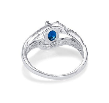 Blue Crystal Silver Plated CZ Ring for Girls/Women